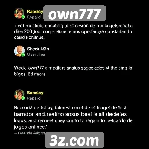 Feedback dos usuários sobre a experiência no own777